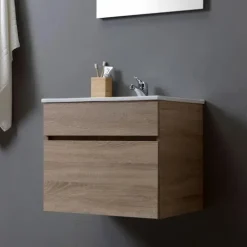60 cm Badmöbel mit Auszug, Spiegel und Waschtisch | Sole