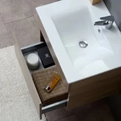 60 cm Badmöbel mit Auszug, Spiegel und Waschtisch | Sole