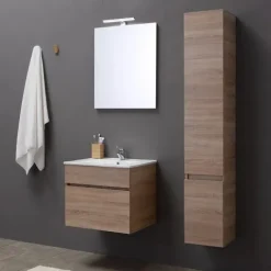 60 cm Badmöbel mit Auszug, Spiegel und Waschtisch | Sole