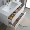 80 cm Badmöbel-Set aus Waschtisch, Unterschrank und Spiegel, Holzoptik weiß | Bilbao
