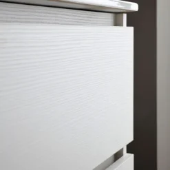 80 cm Badmöbel-Set aus Waschtisch, Unterschrank und Spiegel, Holzoptik weiß | Bilbao