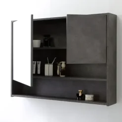 101 cm breiter Unterschrank mit Waschbecken und Spiegel im industriellen Stil | Vienna
