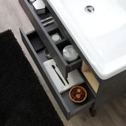 101 cm breiter Unterschrank mit Waschbecken und Spiegel im industriellen Stil | Vienna