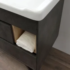 101 cm breiter Unterschrank mit Waschbecken und Spiegel im industriellen Stil | Vienna