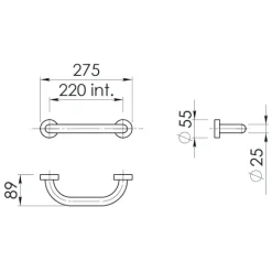 20 cm langer Sicherheitsgriff in mattschwarzer Ausführung