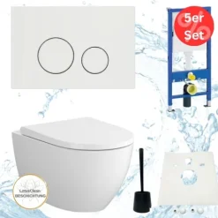 5 x Set Geberit Spülkasten Bartolo WC spülrandlos Betätigungsplatte weiß inkl. Zubehör