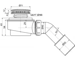 Ablaufgarnitur für Duschwanne für 52 mm Ablaufloch chrom