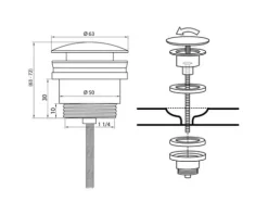 Ablaufventil PUSH-OPEN 1 1/4" matt gold