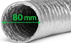 Abluftschlauch 80 mm flexibel Für Klima-, Lüftungs- und Abluftanlagen Feuerfest langlebig und mit robuster Aluminium-Innenbeschichtung
