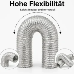 Abluftschlauch 300 mm flexibel Für Klima-, Lüftungs- und Abluftanlagen Feuerfest langlebig und mit robuster Aluminium-Innenbeschichtung