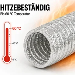 Abluftschlauch 300 mm flexibel Für Klima-, Lüftungs- und Abluftanlagen Feuerfest langlebig und mit robuster Aluminium-Innenbeschichtung