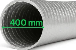 Abluftschlauch 400 mm flexibel Für Klima-, Lüftungs- und Abluftanlagen Feuerfest langlebig und mit robuster Aluminium-Innenbeschichtung