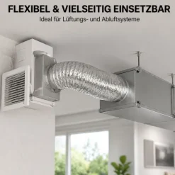 Abluftschlauch 500 mm flexibel Für Klima-, Lüftungs- und Abluftanlagen Feuerfest langlebig und mit robuster Aluminium-Innenbeschichtung