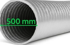 Abluftschlauch 500 mm flexibel Für Klima-, Lüftungs- und Abluftanlagen Feuerfest langlebig und mit robuster Aluminium-Innenbeschichtung