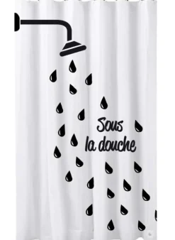 ADOB Textil Duschvorhang Motiv Unter der Dusche 180 x 200 cm, waschbar, mit Gewichten und 12 Duschvorhangringen