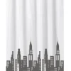 ADOB Textil Duschvorhang Motiv City, 180 x 200 cm, waschbar, mit Gewichtsband und 12 Duschvorhangringen