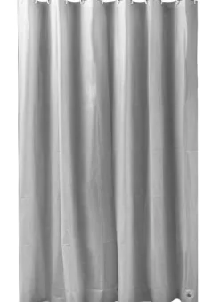 ADOB Anti-Schimmel Duschvorhang aus Peva in Grau, Maße 180 x 200 cm, waschbar, mit Gewichtsband und 12 Duschvorhangringen