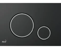 Alca Betätigungsplatte basic Platte schwarz matt / Taster schwarz matt / Dekorringe chrom glänzend M778