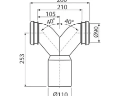 Alca Doppelbogen 90° Ø90/90 x Ø110 x 253 mm M909