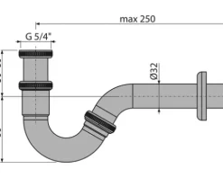 Alca Röhrensiphon für Bidet 1 1/4 Zoll x 32 mm verchromt A45G-2400