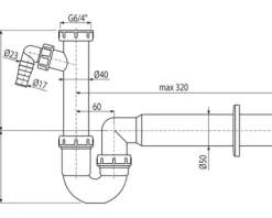 Alca Röhrensiphon für Spüle 1 1/2" x 50 mm Kunststoff grau A81-DN50-ECO