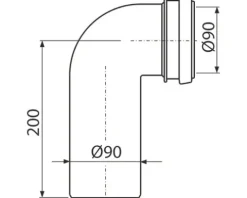 Alca Ablaufbogen mit Dichtung Ø90/90 x 200 mm M908