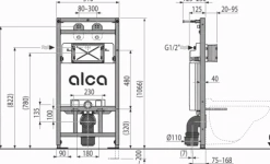 Alcadrain A108F/1100 Montagerahmen mit Kasten für Ausguss, Abfluss DN90/110 und Wandarmatur Anschluss