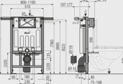 Alcadrain AM102/850 Jádromodul Vorwandinstallationssystem für Trockenbau (vor allem für Toilettensanierungen)
