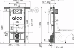 Alcadrain Vorwandinstallationssystem für Trockenbau (vor allem für Nasszellen-Renovierungen) AM102/1120