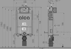 Alcadrain AM115/1000E Renovmodul Ecology Vorwandinstallationssystem für Einmauerung
