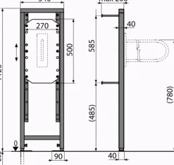 Alcadrain A106/1120 Montagerahmen für Anhaltegriff