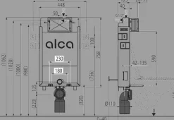 Alcadrain AM115/1000 Renovmodul Vorwandinstallationssystem für Einmauerung