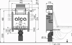 Alcadrain AM119/850 Renovmodul Vorwandinstallationssystem für Einmauerung mit Betätigung von vorne oder von oben