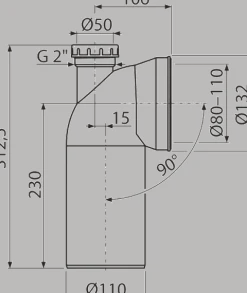 Alcadrain A90-90P50A WC Anschlussbogen 90° mit Konnektor Anschluss DN50