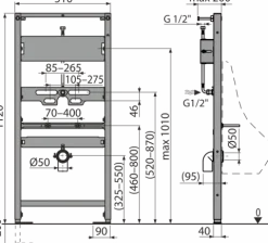 Alcadrain A107S/1120 Montagerahmen für Urinal und Sensor