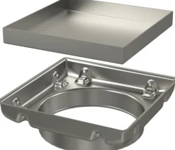 AlcaDrain Aufstockelement des Aufsatzes + Beidseitiger Rost 130×130 mm, Edelstahl