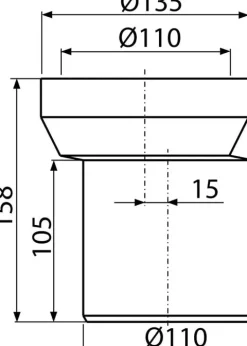 Alcadrain A92 WC-Anschlussstutzen, exzentrisch 158 mm