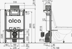 alcadrain WC Sanitärmodul AM118/850 Betätigung von oben oder vorne