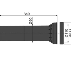 Alca Verlängertes Ablaufrohr für Wand-WC Ø90 x 340 mm M148