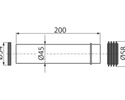 Alca Zulaufrohr mit Manschette Ø45 x 200 mm M901
