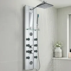 Aluminium Duschpaneel tectake Antikalktechnik Regendusche silber