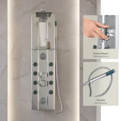 Aluminium Duschpaneel tectake Antikalktechnik Regendusche silber