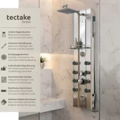 Aluminium Duschpaneel tectake Antikalktechnik Regendusche silber