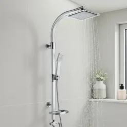 Aluminium Regenduschsystem tectake Antikalktechnik Chrom-Optik grau