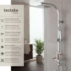 Aluminium Regenduschsystem tectake Antikalktechnik Chrom-Optik grau
