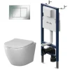 AM.PM Wand-WC Set Tiefspüler offener Spülrand weiß glänzend mit WC-Sitz , Vorwandelement und Betätigungsplatte Chrom IIS90251.LA1900