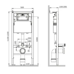 AM.PM Wand-WC Set Tiefspüler offener Spülrand weiß glänzend mit WC-Sitz , Vorwandelement und Betätigungsplatte Chrom IIS90251.LA1900