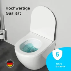 AM.PM Wand-WC Set Tiefspüler offener Spülrand weiß glänzend mit WC-Sitz , Vorwandelement und Betätigungsplatte Chrom IIS90251.LA1900