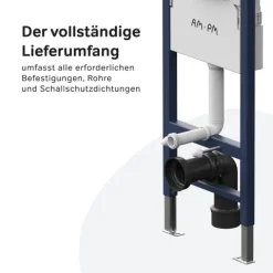 AM.PM Wand-WC Set Tiefspüler offener Spülrand weiß glänzend mit WC-Sitz , Vorwandelement und Betätigungsplatte Chrom IIS90251.LA1900