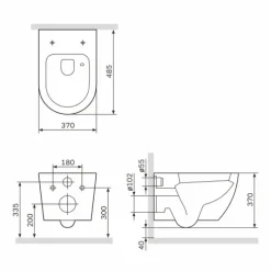 AM.PM Wand-WC Set Tiefspüler offener Spülrand weiß glänzend mit WC-Sitz , Vorwandelement und Betätigungsplatte Chrom IIS90251.LA1900